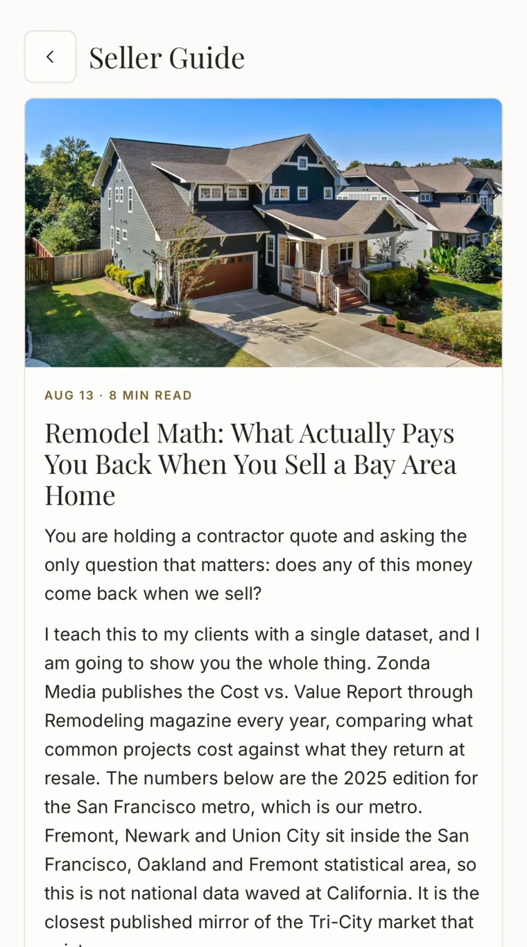 A post from Harv's blog open in the app's reader